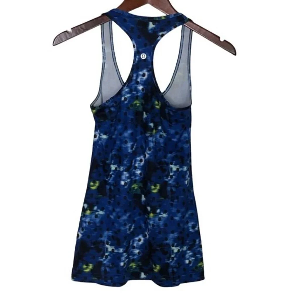 Lululemon‎ Cool Racerback Tank Top Windy Blooms Sapphire Size 4 Floral Print